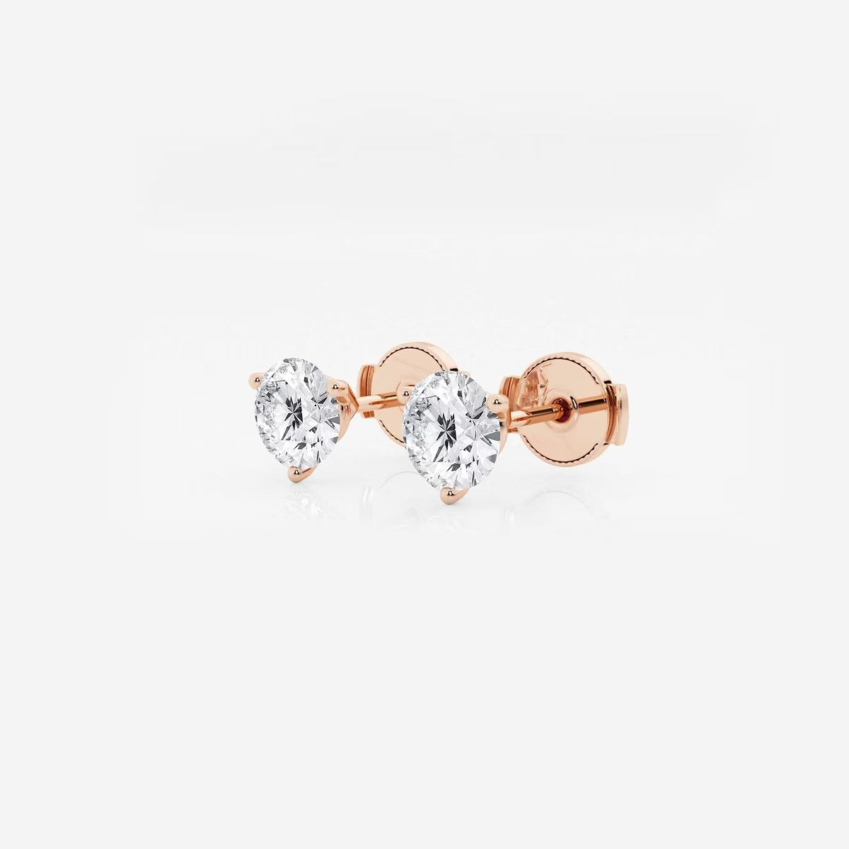 1.00 CT Round Shap Near-Colorless Three Prong Martini Stud Earrings