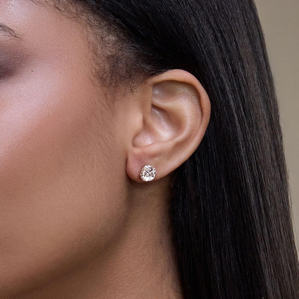 1.00 CT Round Shap Near-Colorless Three Prong Martini Stud Earrings