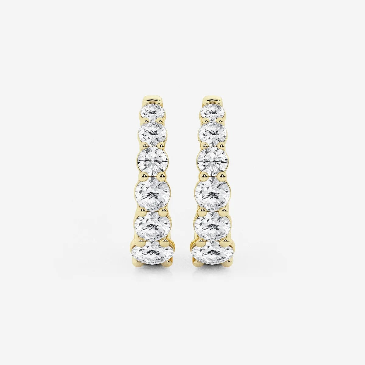 2 ct Round Lab Grown Diamond Graduated Inside Out Huggie Hoop Earrings