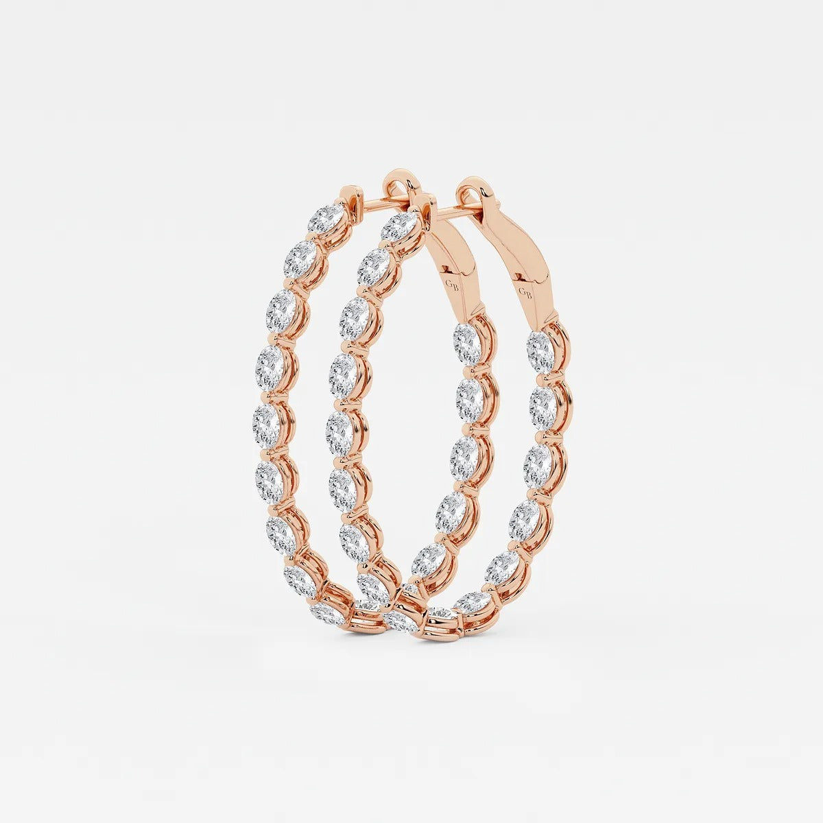 5 Ct Oval Lab Grown Diamond Inside Out Hoop Earrings