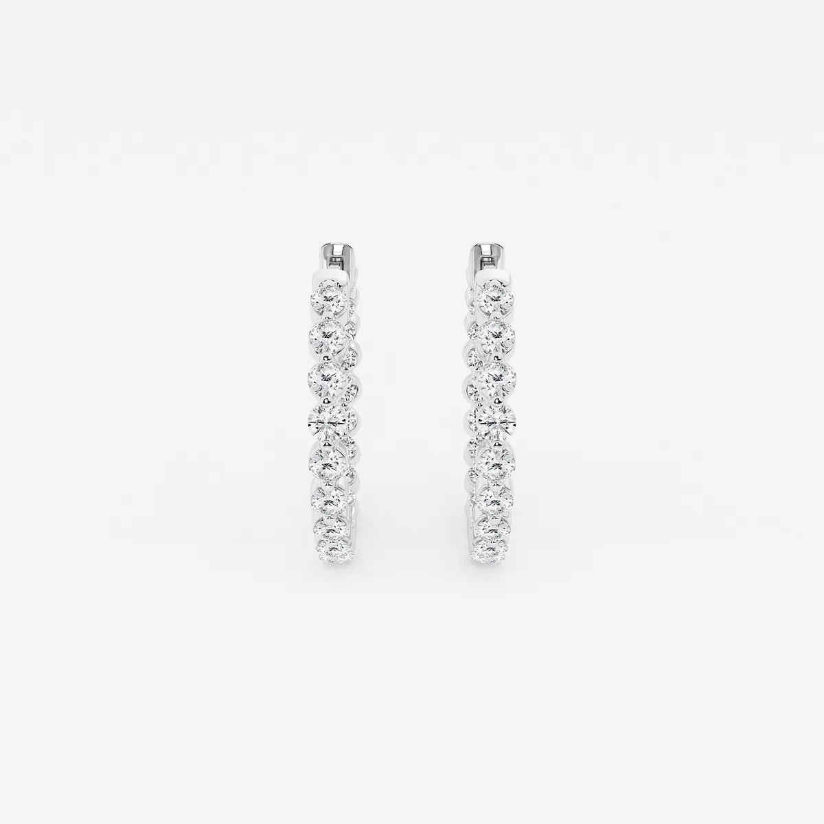 1 Ct Round Lab Grown Diamond Inside Out Floating Hoop Earrings