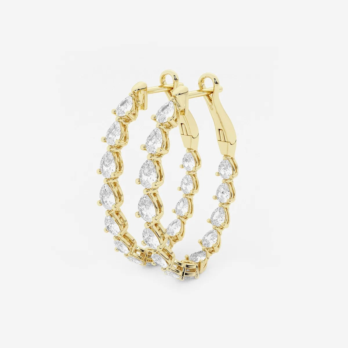 3.00 Ct Pear Lab Grown Diamond Inside Out Hoop Earrings