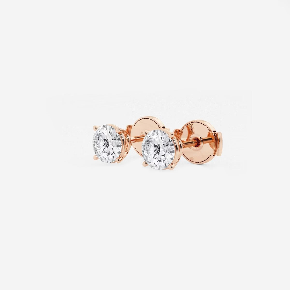 1.00 Ct Round Shap Diamond 4- Prong Near-Colorless Diamonds Stud Earrings