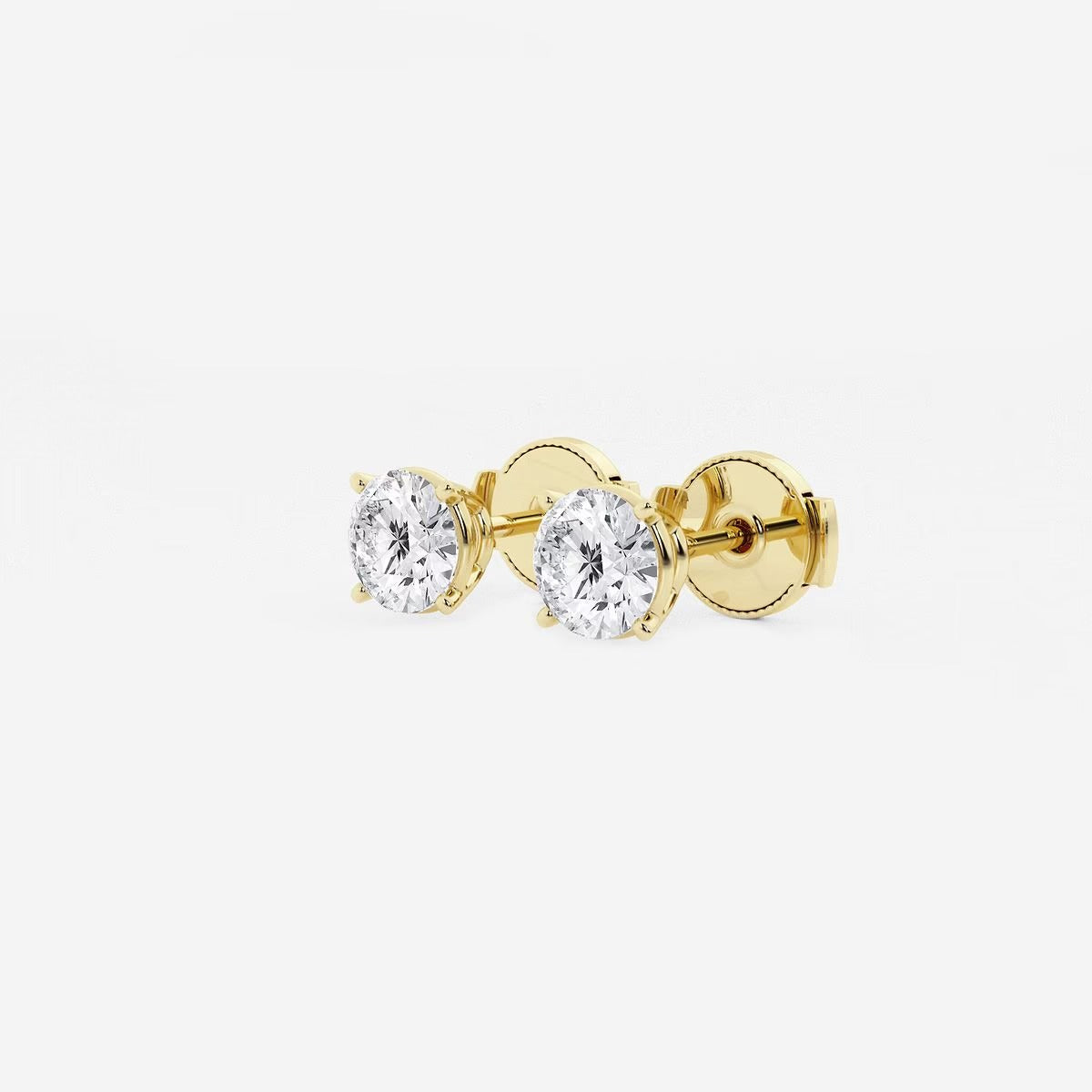 1.00 Ct Round Shap Diamond 4- Prong Near-Colorless Diamonds Stud Earrings