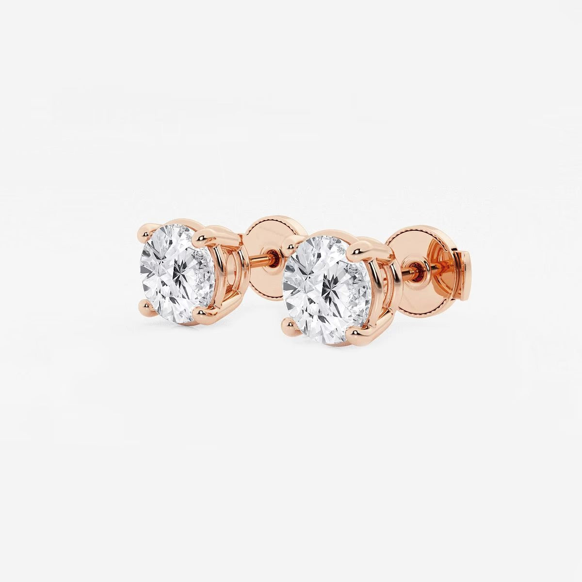 2.00 Ct Round Shap Diamond 4- Prong Near-Colorless Diamonds Stud Earrings
