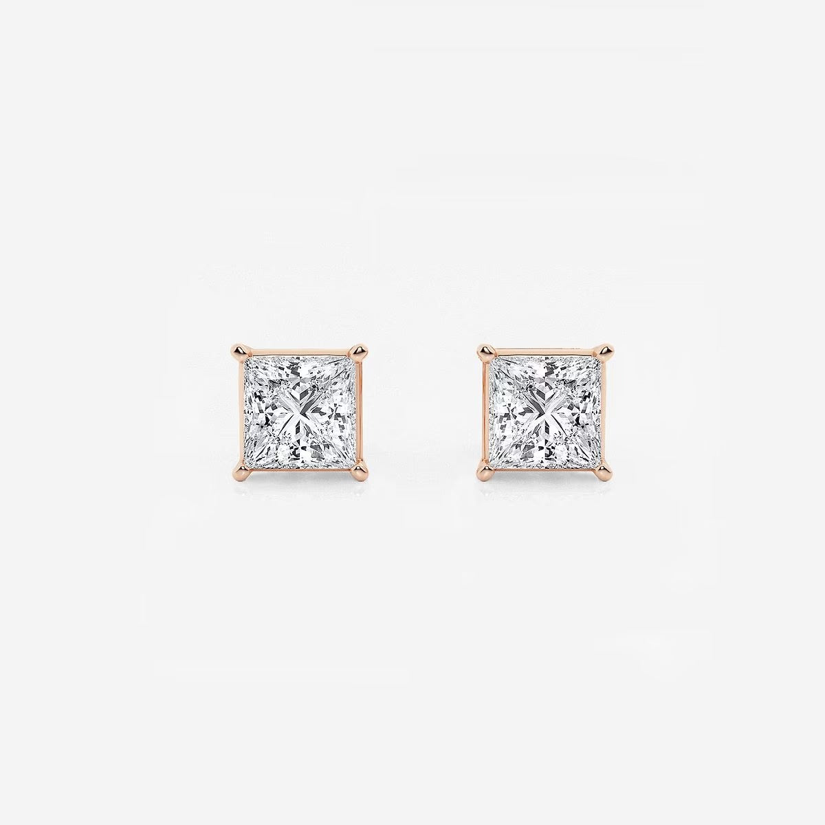 1.50 Ct Princess Shap Near-Colorless 4-Prong Stud Earring