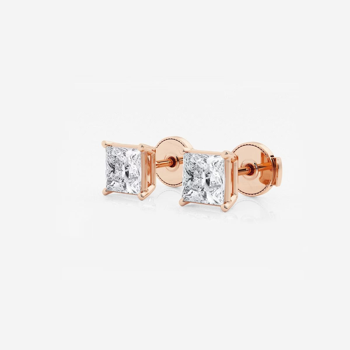 1.50 Ct Princess Shap Near-Colorless 4-Prong Stud Earring