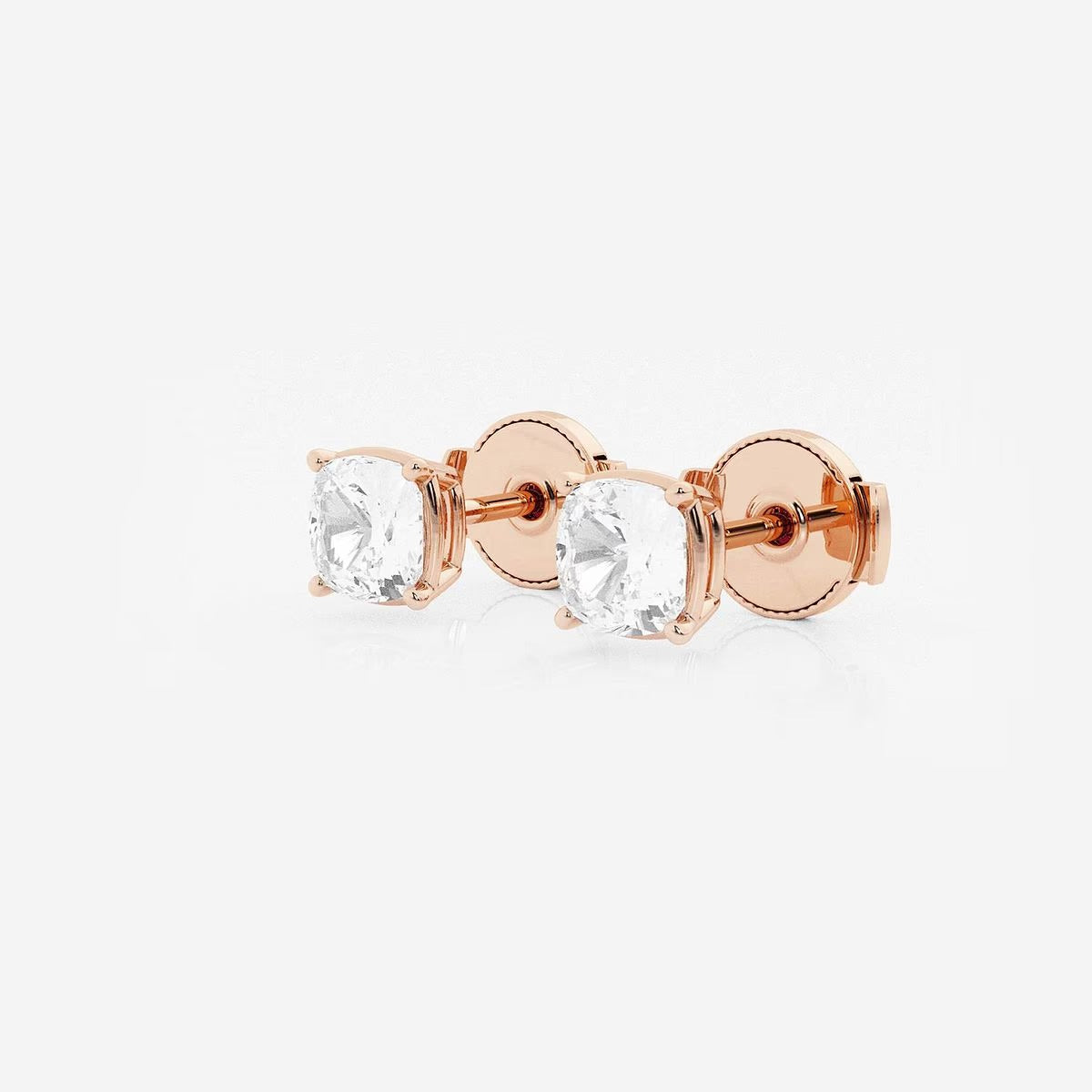 1.00 Ct Classic Cushion Shap Near-Colorless 4-Prong Stud Earring