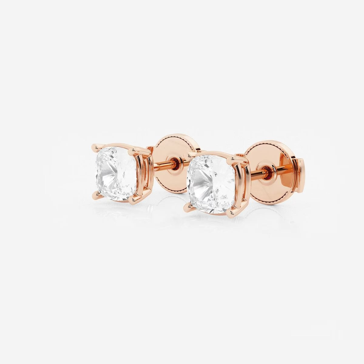 1.50 Ct Classic Cushion Shap Near-Colorless 4-Prong Stud Earring