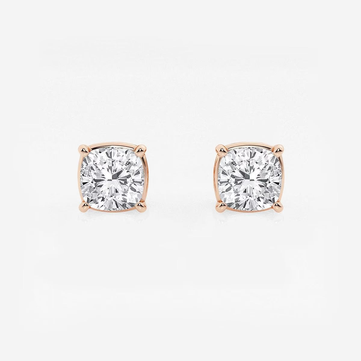 2.00 Ct Classic Cushion Shap Near-Colorless 4-Prong Stud Earring