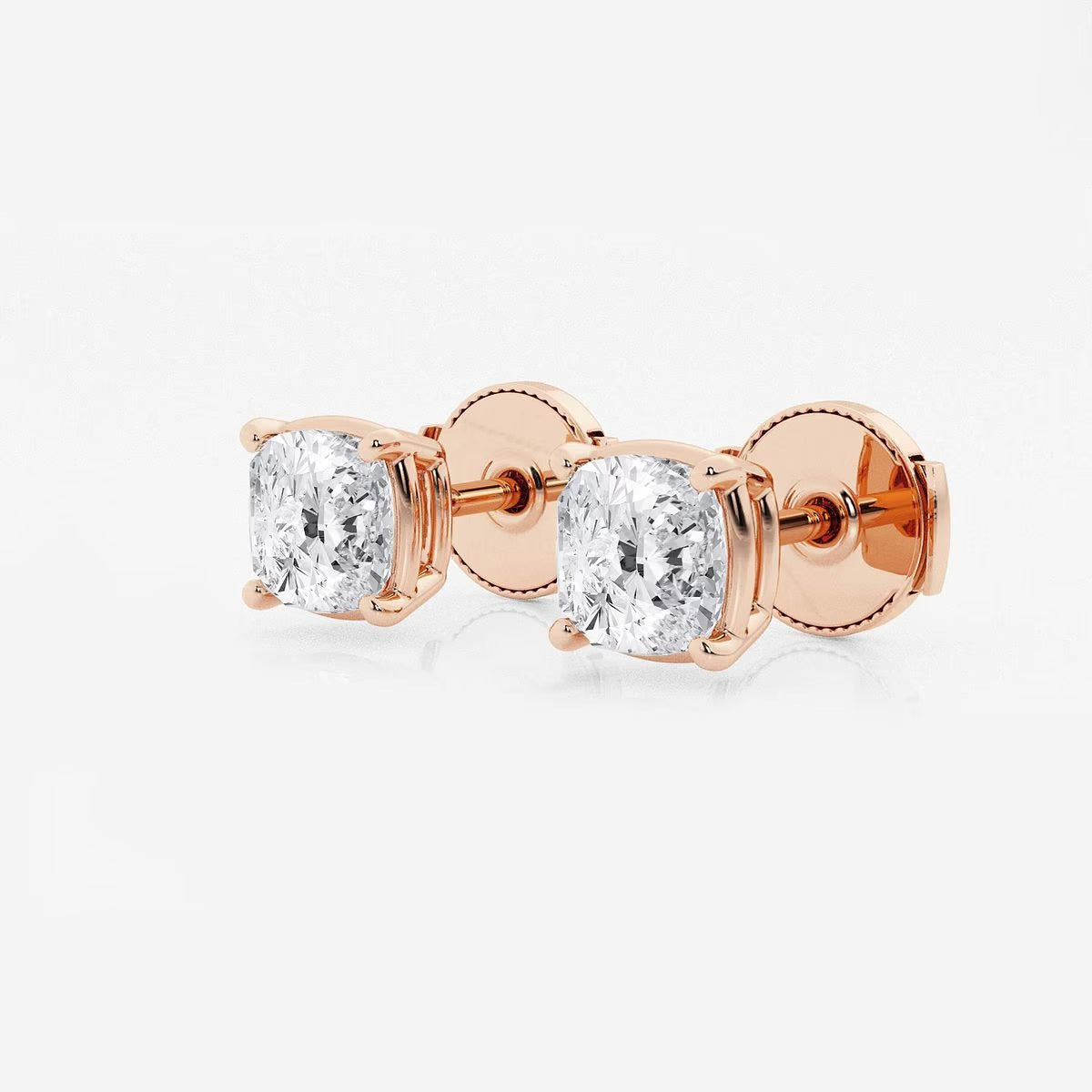 2.00 Ct Classic Cushion Shap Near-Colorless 4-Prong Stud Earring