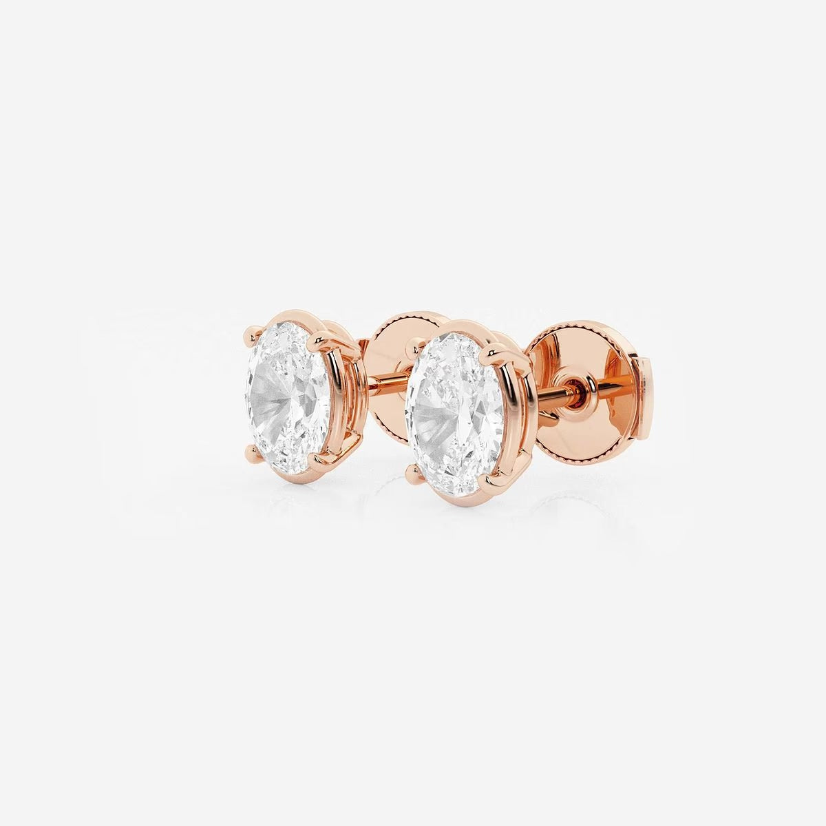 2.00 Ct Oval Solitaire Four Prong Stud Earrings