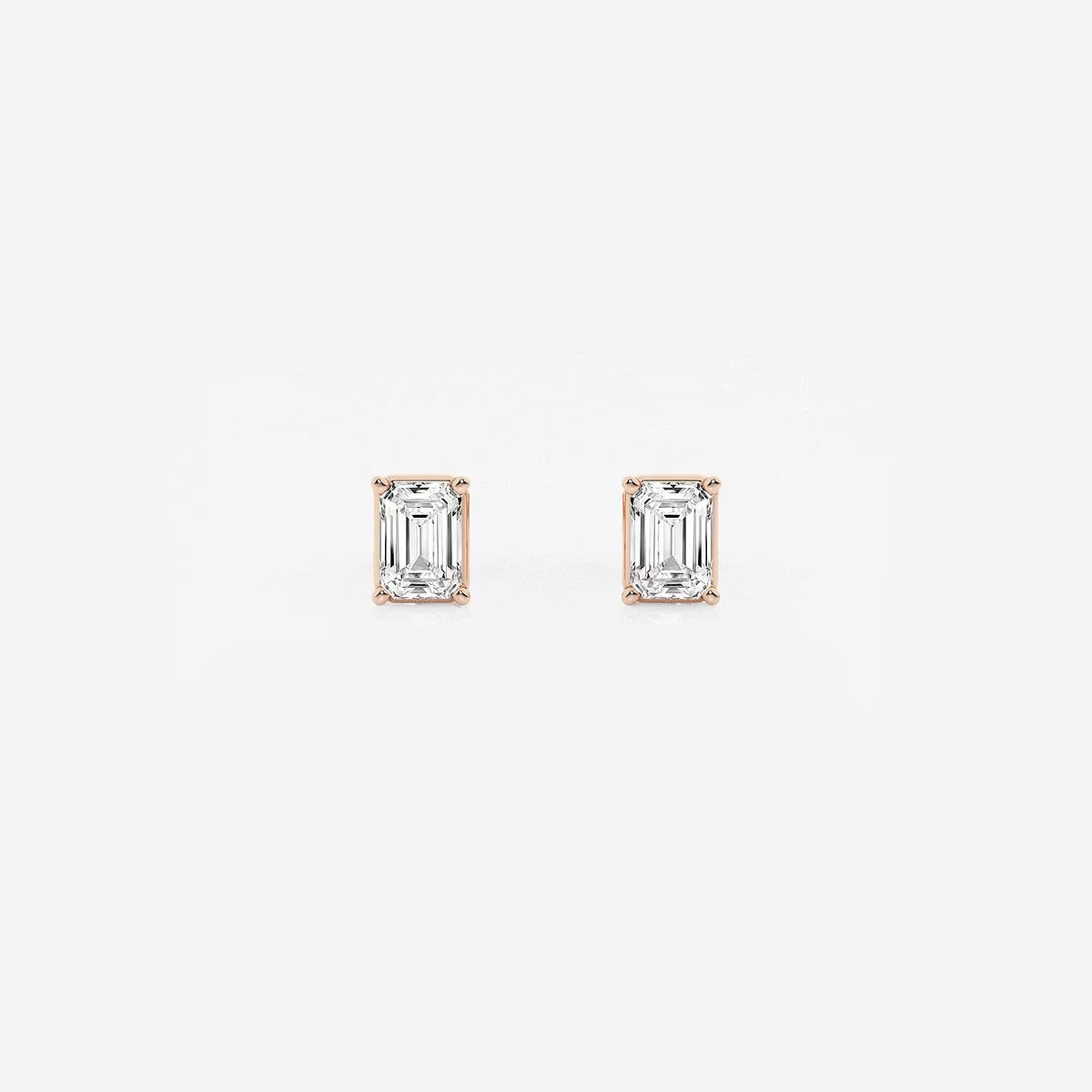 0.50 Ct Emerald Shap Near-Colorless 4-Prong Stud Earring