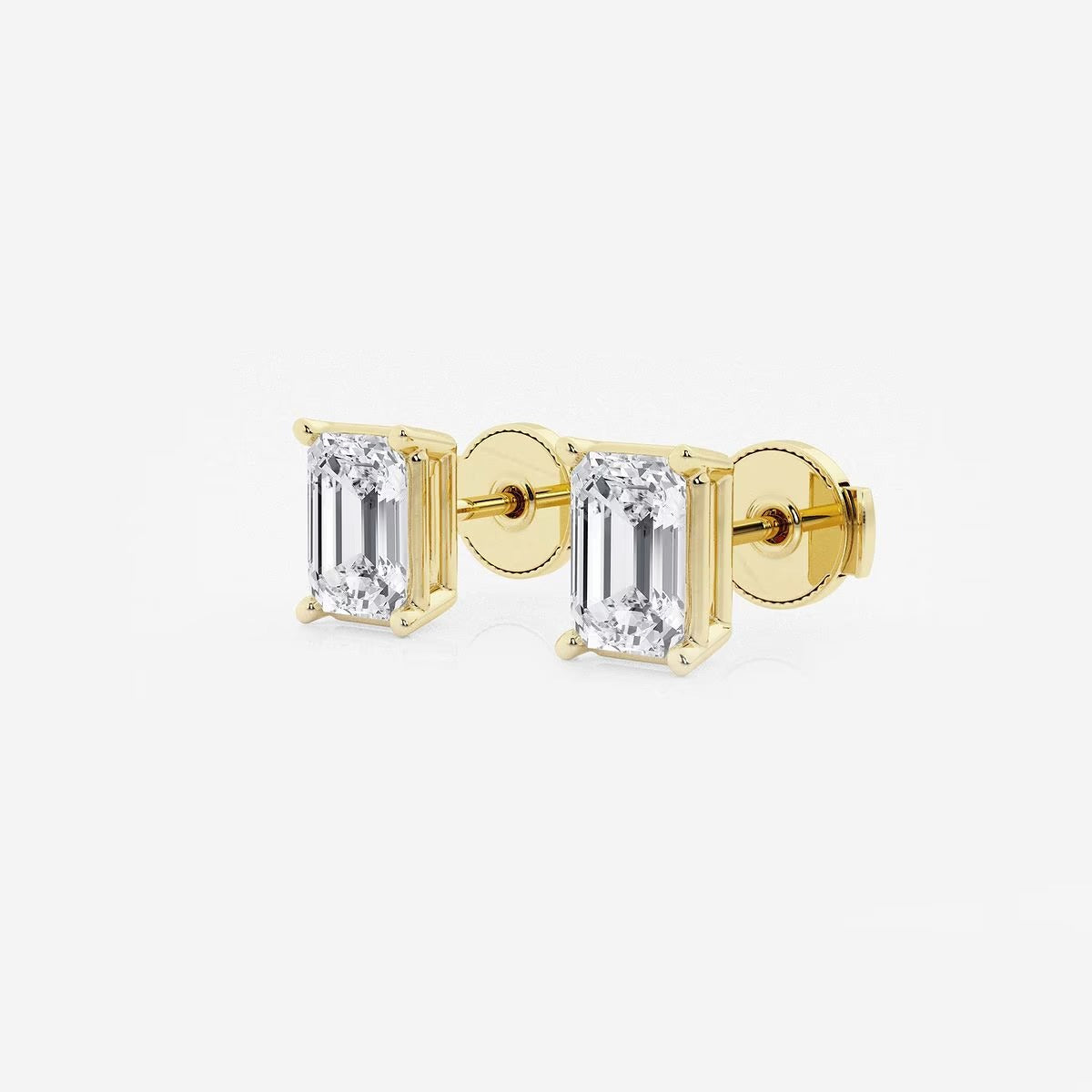 0.50 Ct Emerald Shap Near-Colorless 4-Prong Stud Earring