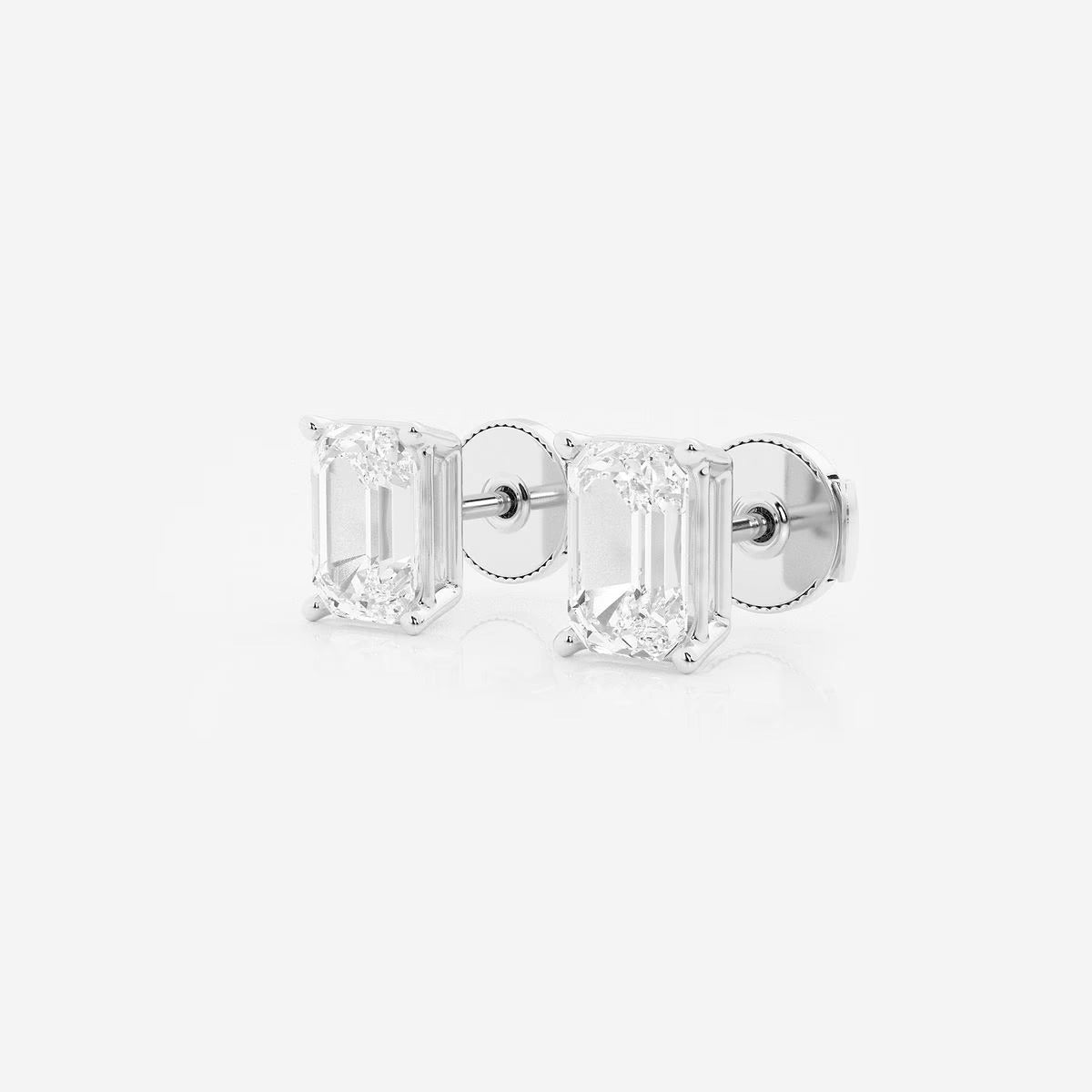 3.00 Ct Emerald Shap Near-Colorless 4-Prong Stud Earring
