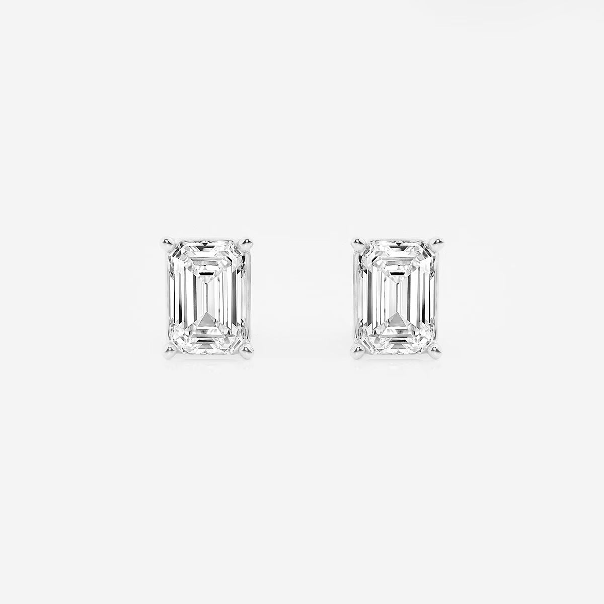 3.00 Ct Emerald Shap Near-Colorless 4-Prong Stud Earring