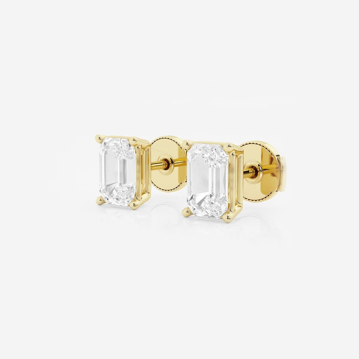3.00 Ct Emerald Shap Near-Colorless 4-Prong Stud Earring