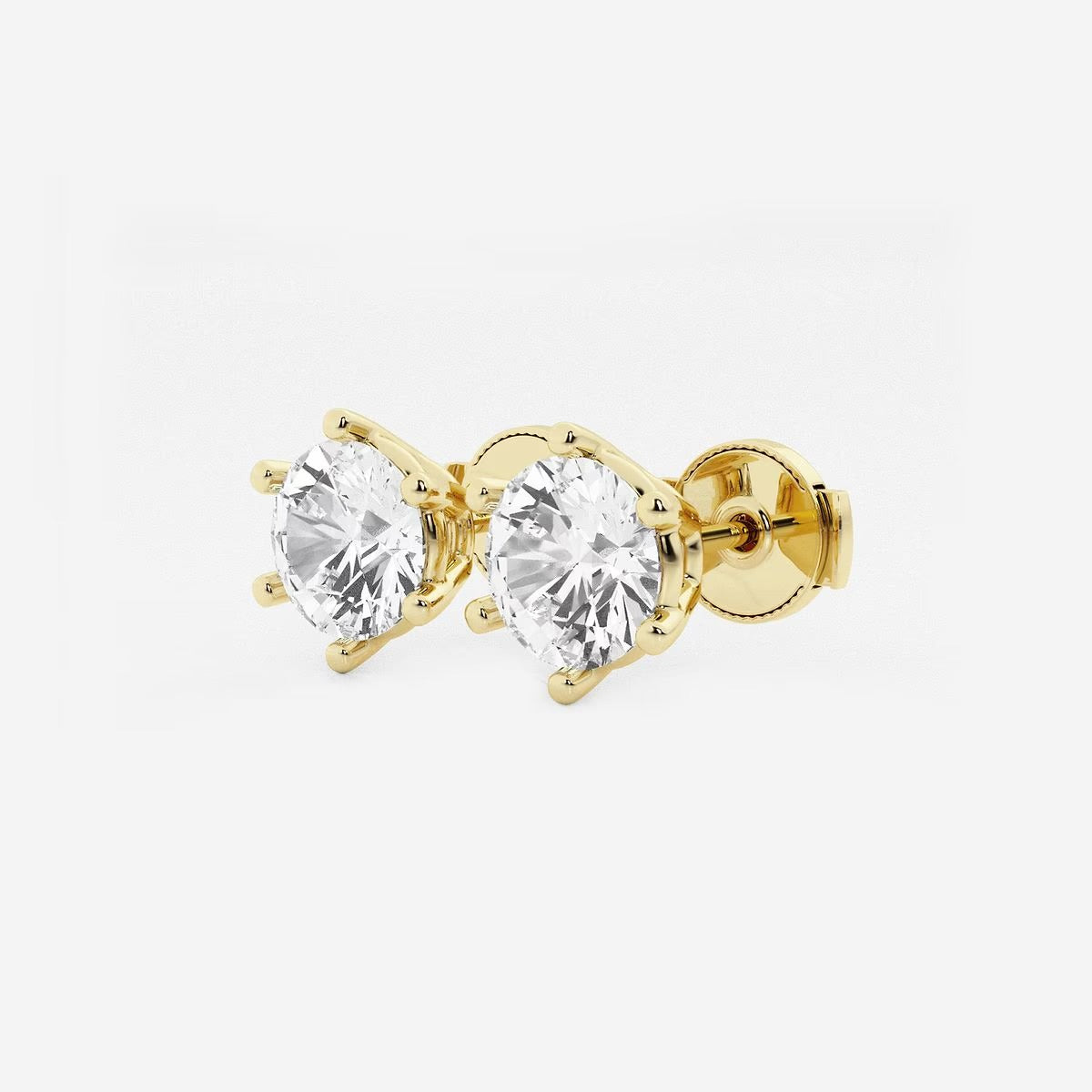 2.00 Ct Round Colorless Six Prong Stud Earrings