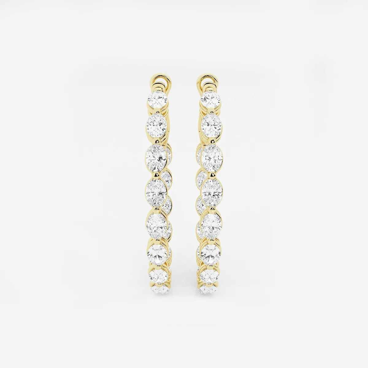 4Ct Oval Lab Grown Diamond Inside Out Hoop Earrings