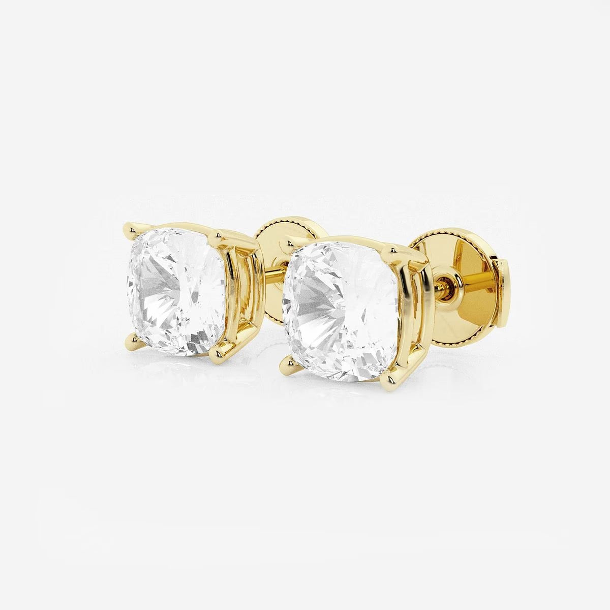 4.00 Ct Classic Cushion Shap Near-Colorless 4-Prong Stud Earring