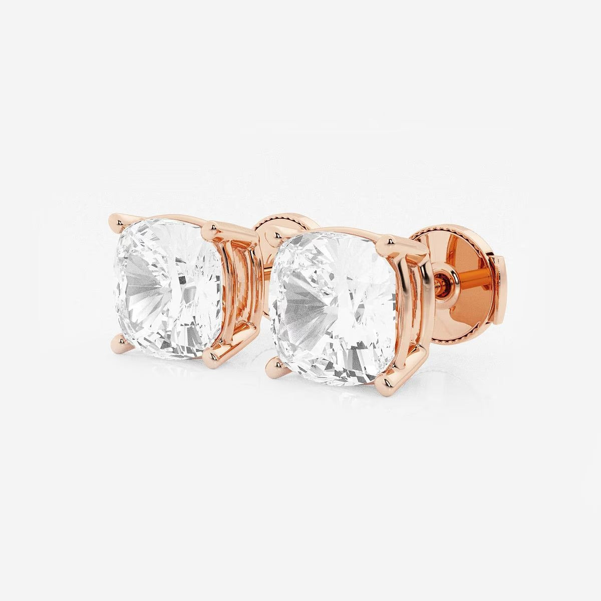 5.00 Ct Classic Cushion Shap Near-Colorless 4-Prong Stud Earring