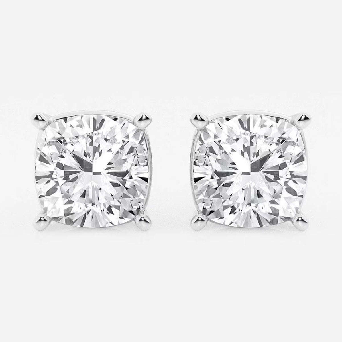 6.00 Ct Classic Cushion Shap Near-Colorless 4-Prong Stud Earring