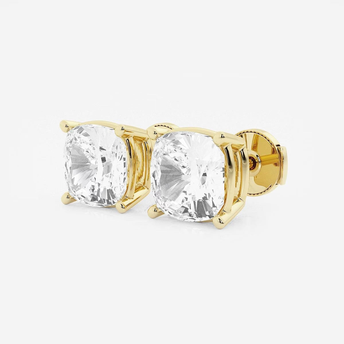 6.00 Ct Classic Cushion Shap Near-Colorless 4-Prong Stud Earring