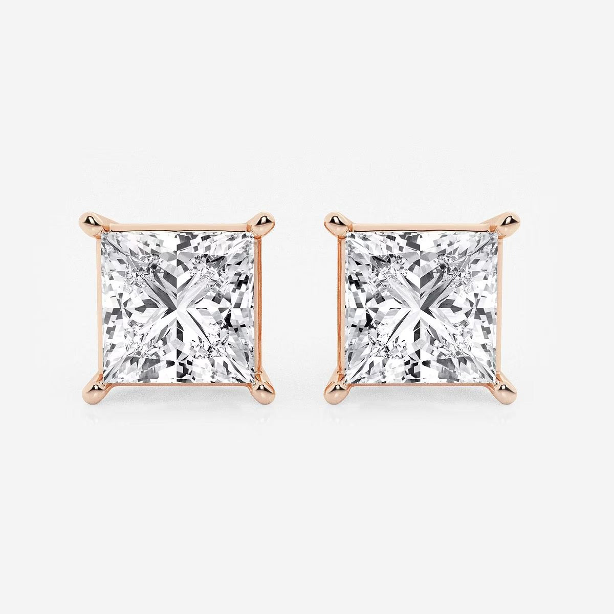 5.00 Ct Princess Shap Near-Colorless 4-Prong Stud Earring