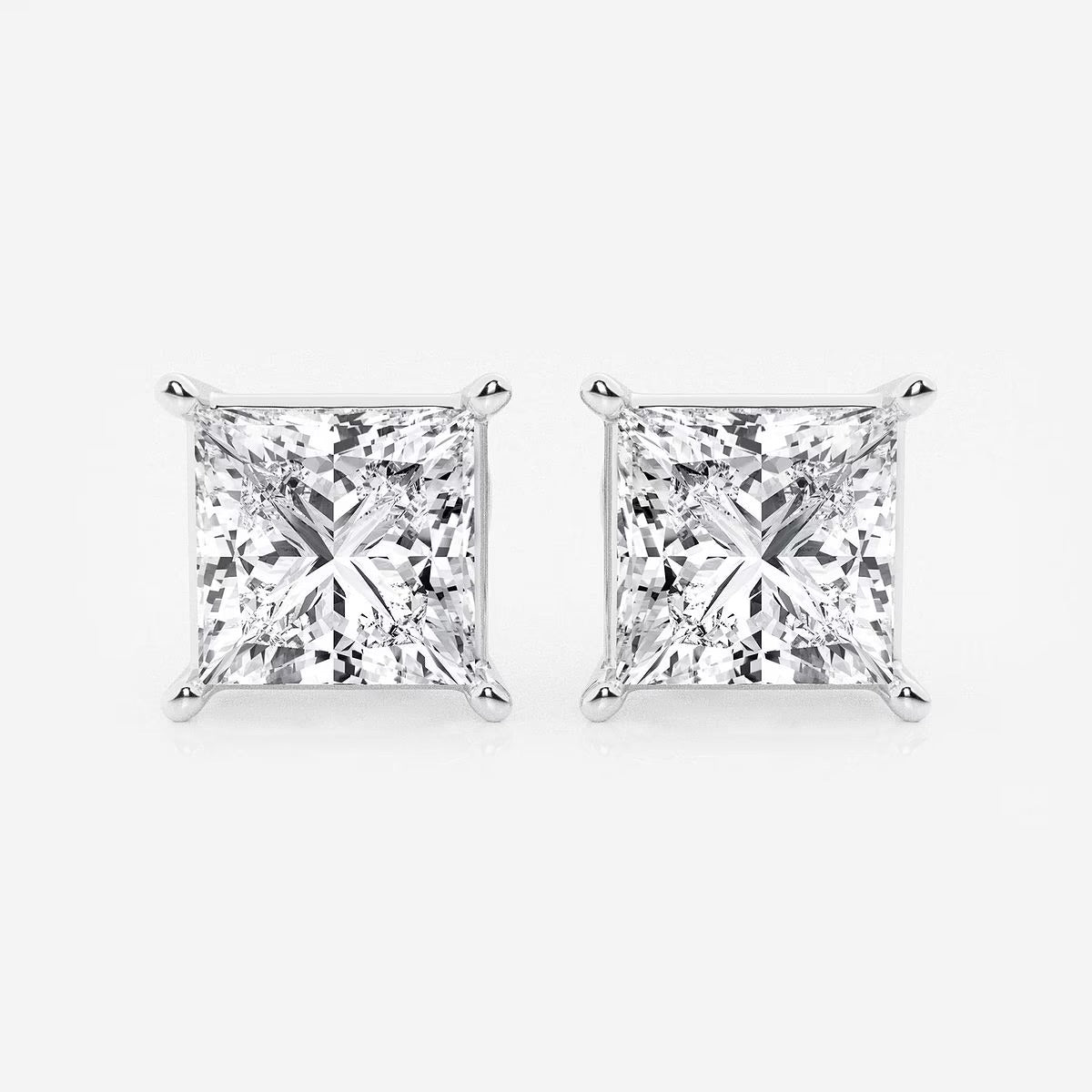 6.00 Ct Princess Shap Near-Colorless 4-Prong Stud Earring