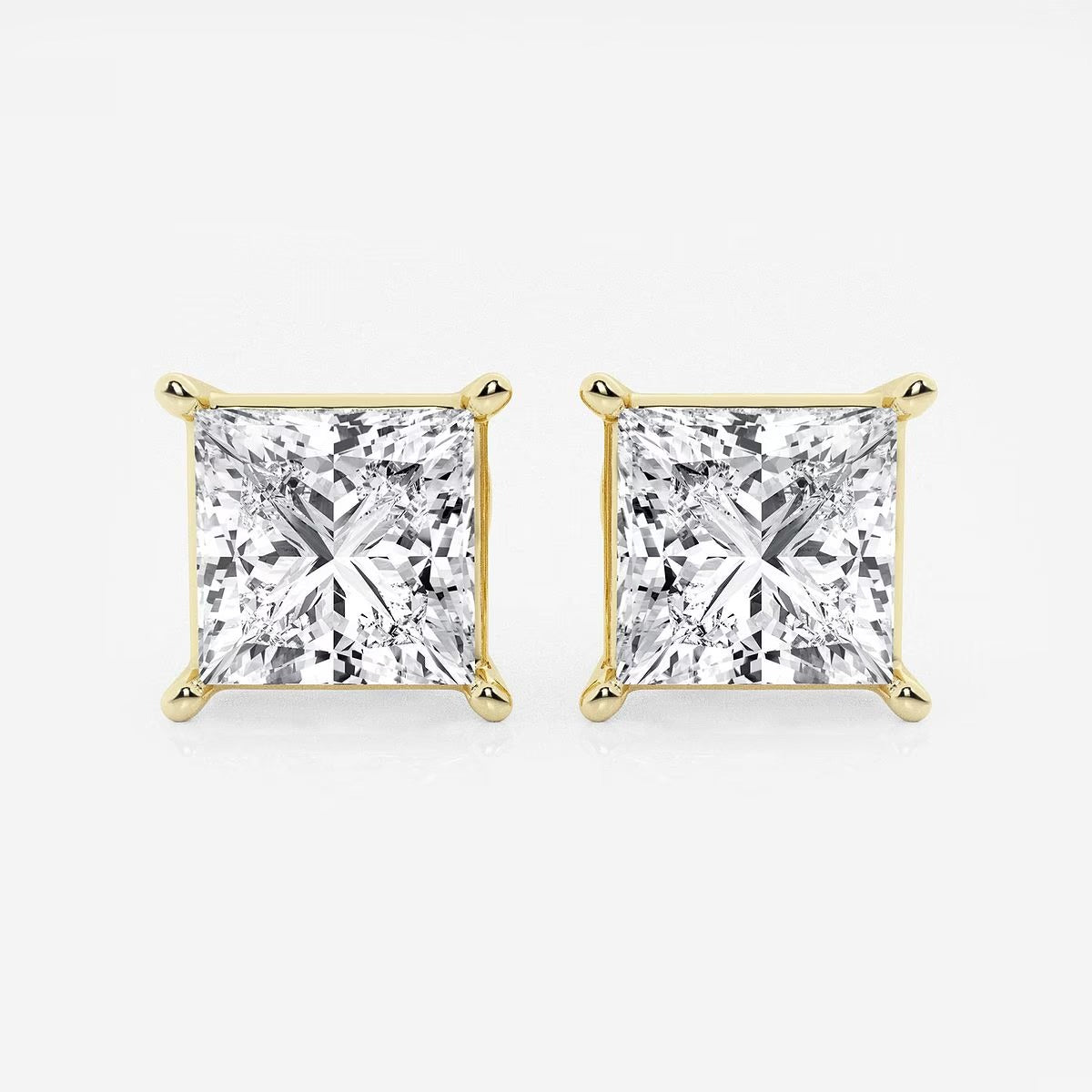 6.00 Ct Princess Shap Near-Colorless 4-Prong Stud Earring