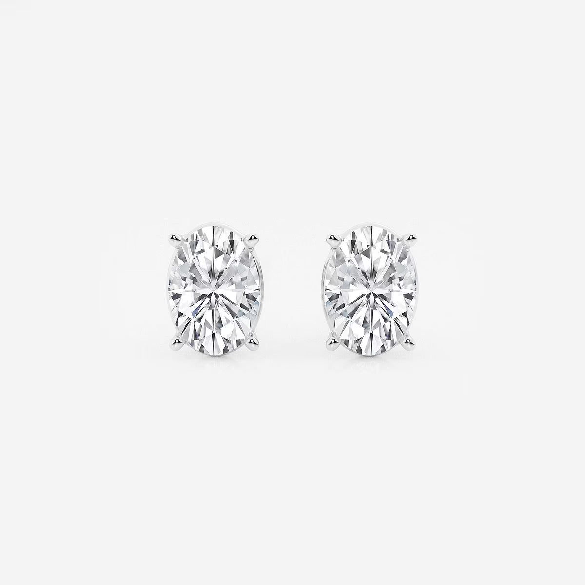 4.00 Ct Oval Solitaire Four Prong Stud Earrings