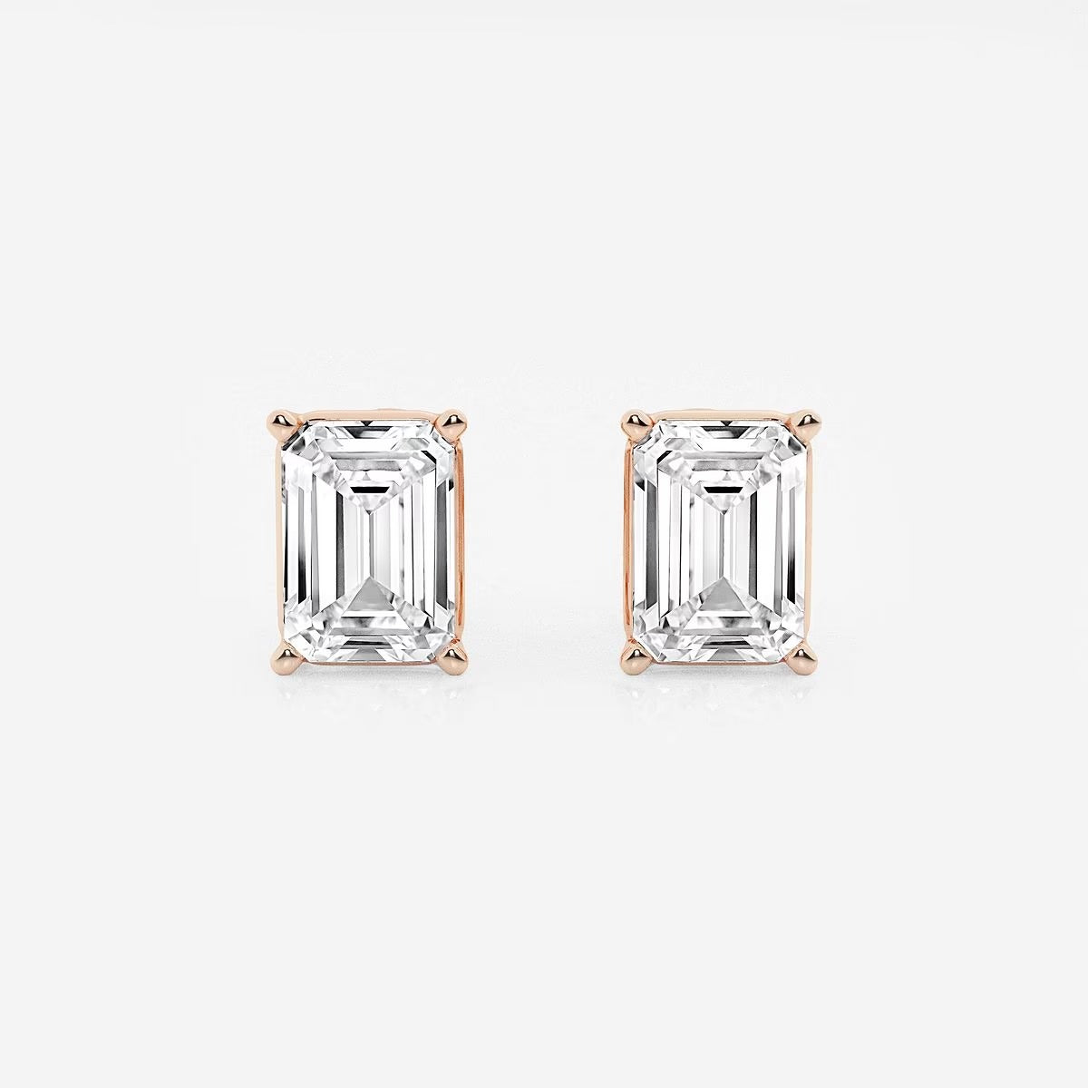4.00 Ct Emerald Shap Near-Colorless 4-Prong Stud Earring