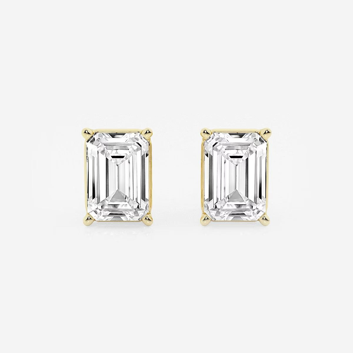 5.00 Ct Emerald Shap Near-Colorless 4-Prong Stud Earring