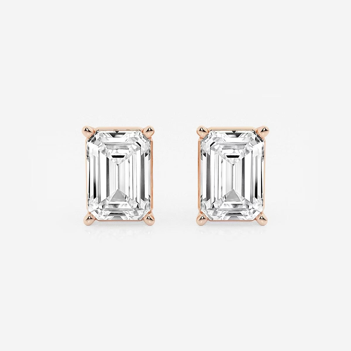 6.00 Ct Emerald Shap Near-Colorless 4-Prong Stud Earring