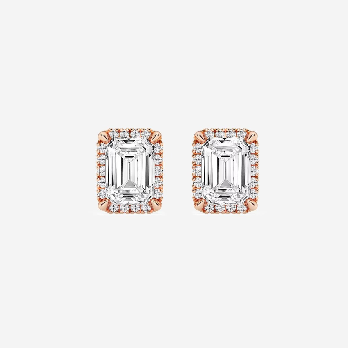 4.20 Ct Badgley Mischka Emerald Shadow Halo Stud Earrings