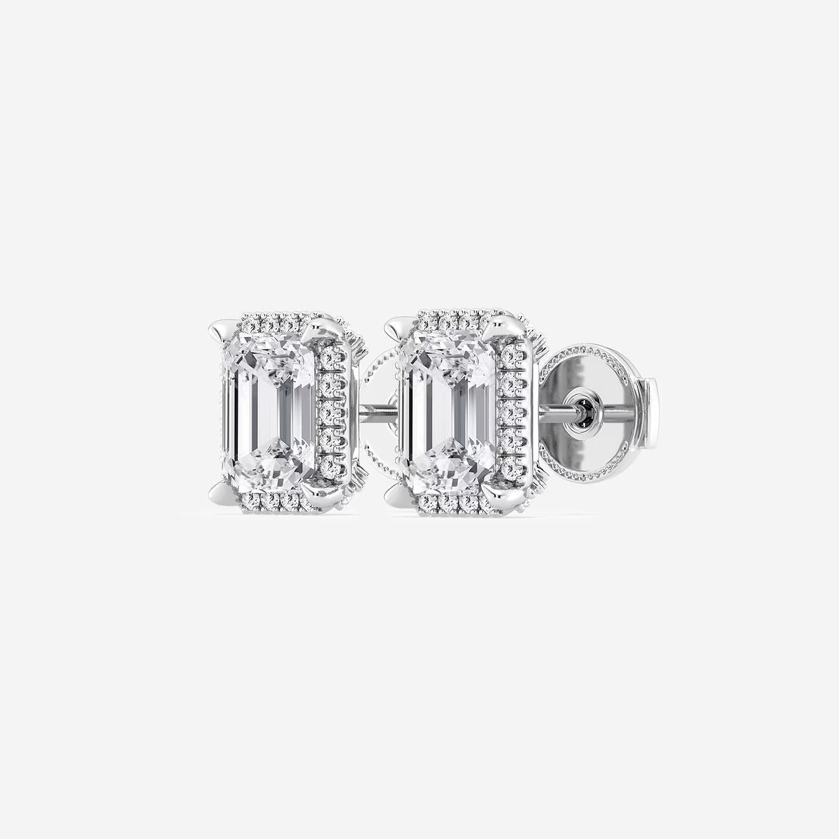 4.20 Ct Badgley Mischka Emerald Shadow Halo Stud Earrings