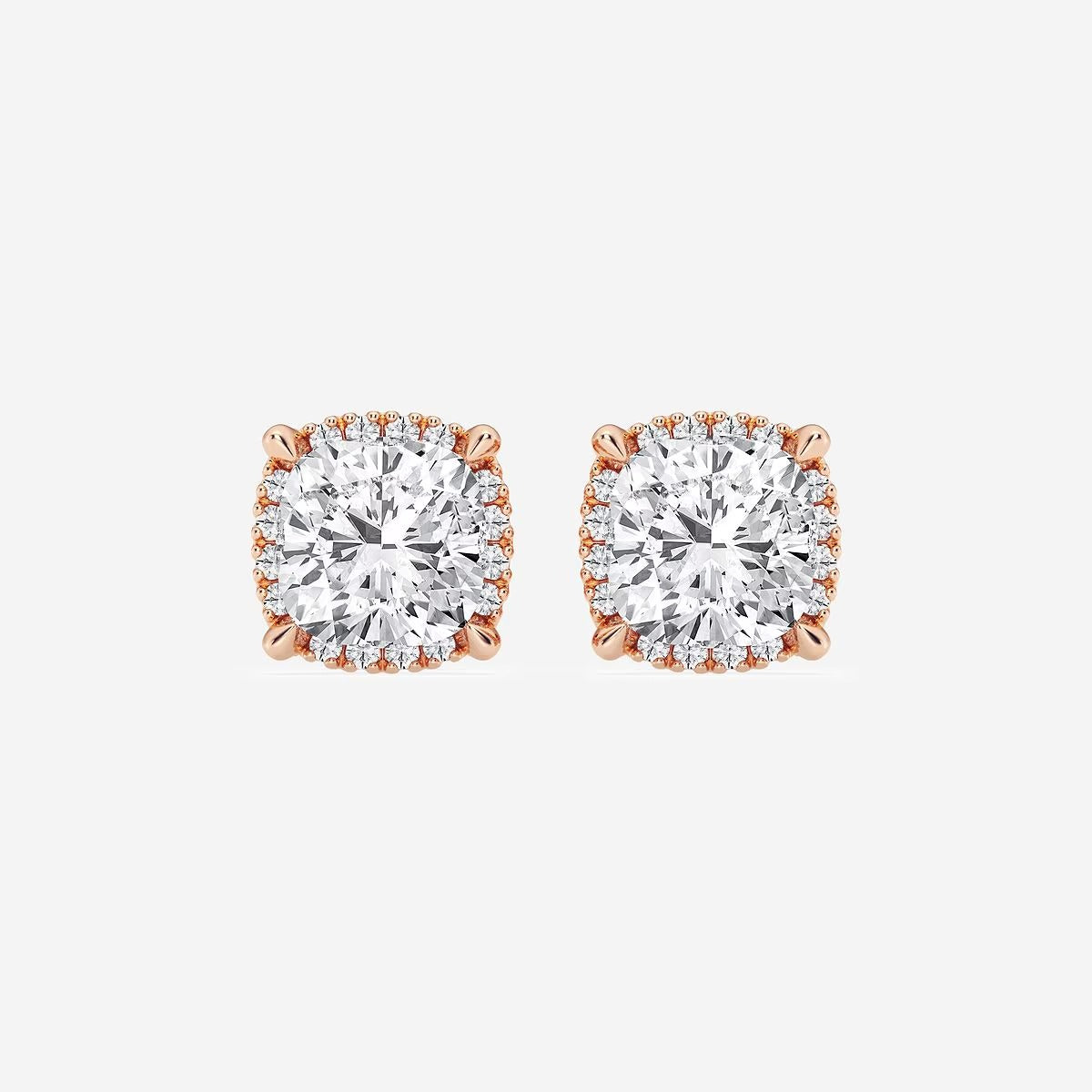 3.00 Ct Badgley Mischka Cushion Shadow Halo Stud Earrings