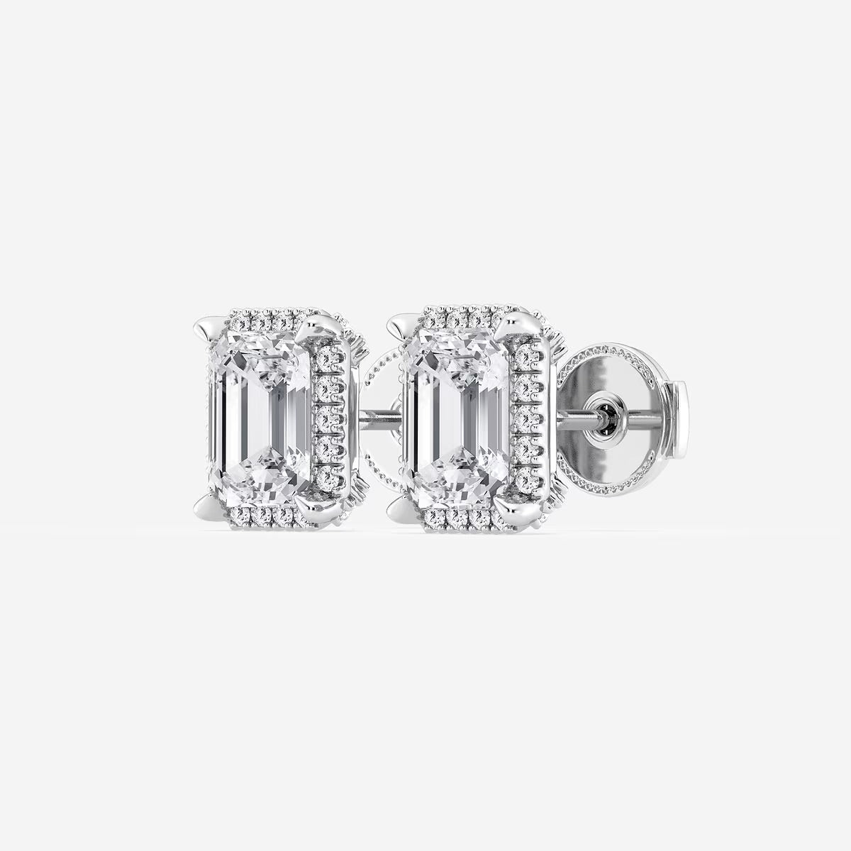 2.50 Ct Badgley Mischka Emerald Shadow Halo Stud Earrings