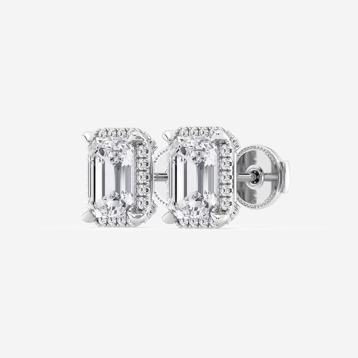 3.00 Ct Badgley Mischka Emerald Shadow Halo Stud Earrings