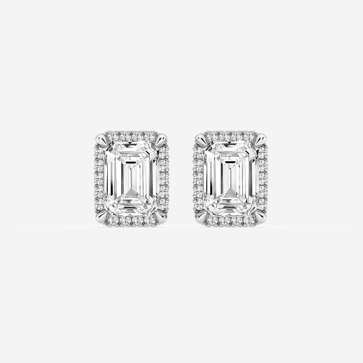 3.00 Ct Badgley Mischka Emerald Shadow Halo Stud Earrings