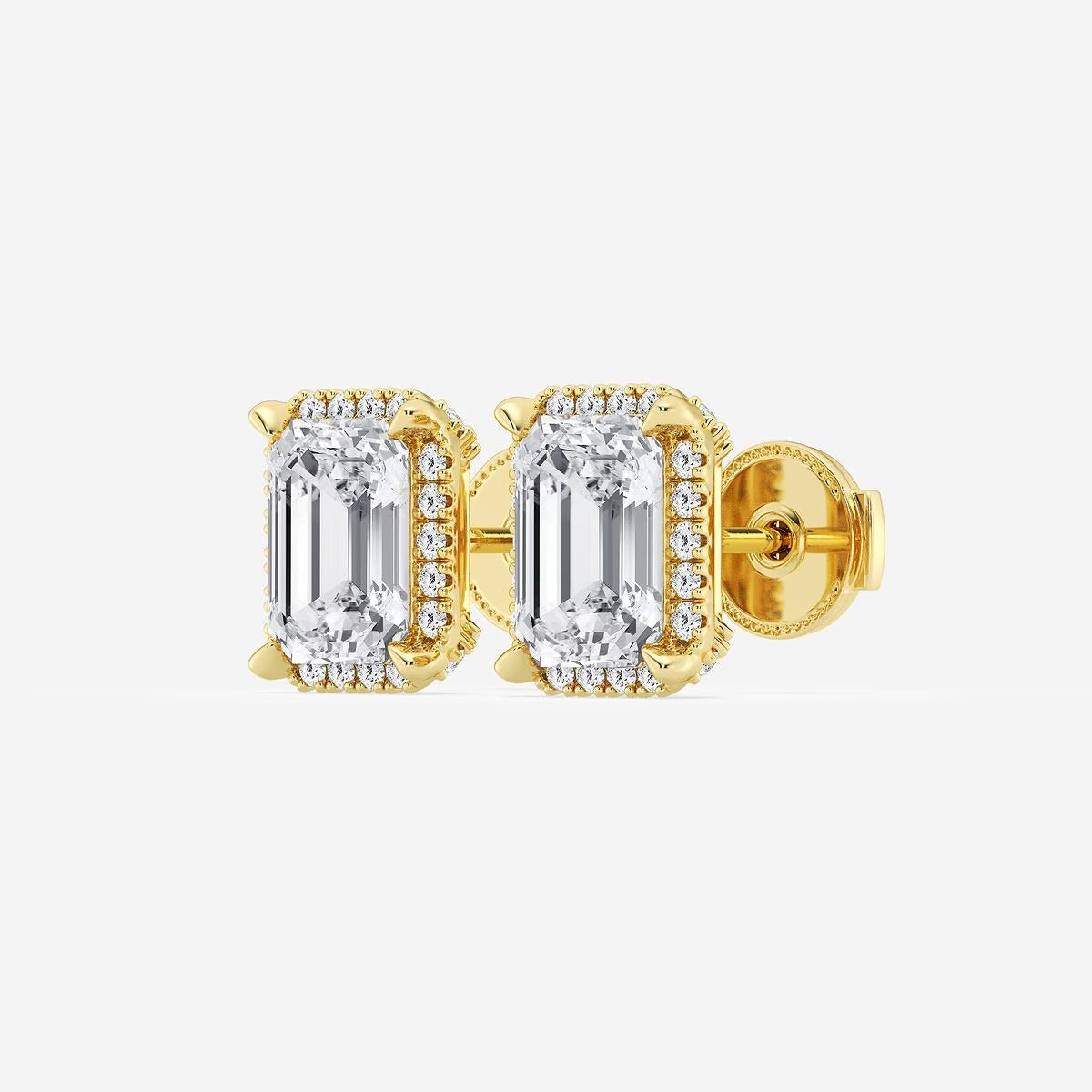 3.00 Ct Badgley Mischka Emerald Shadow Halo Stud Earrings