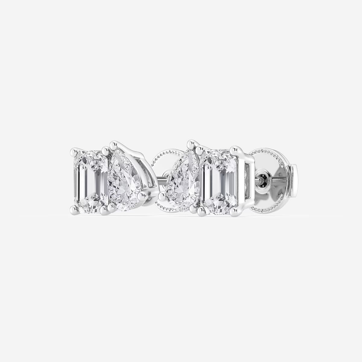4.00 Ct Toi Et Moi Emerald and Pear Stud Earrings