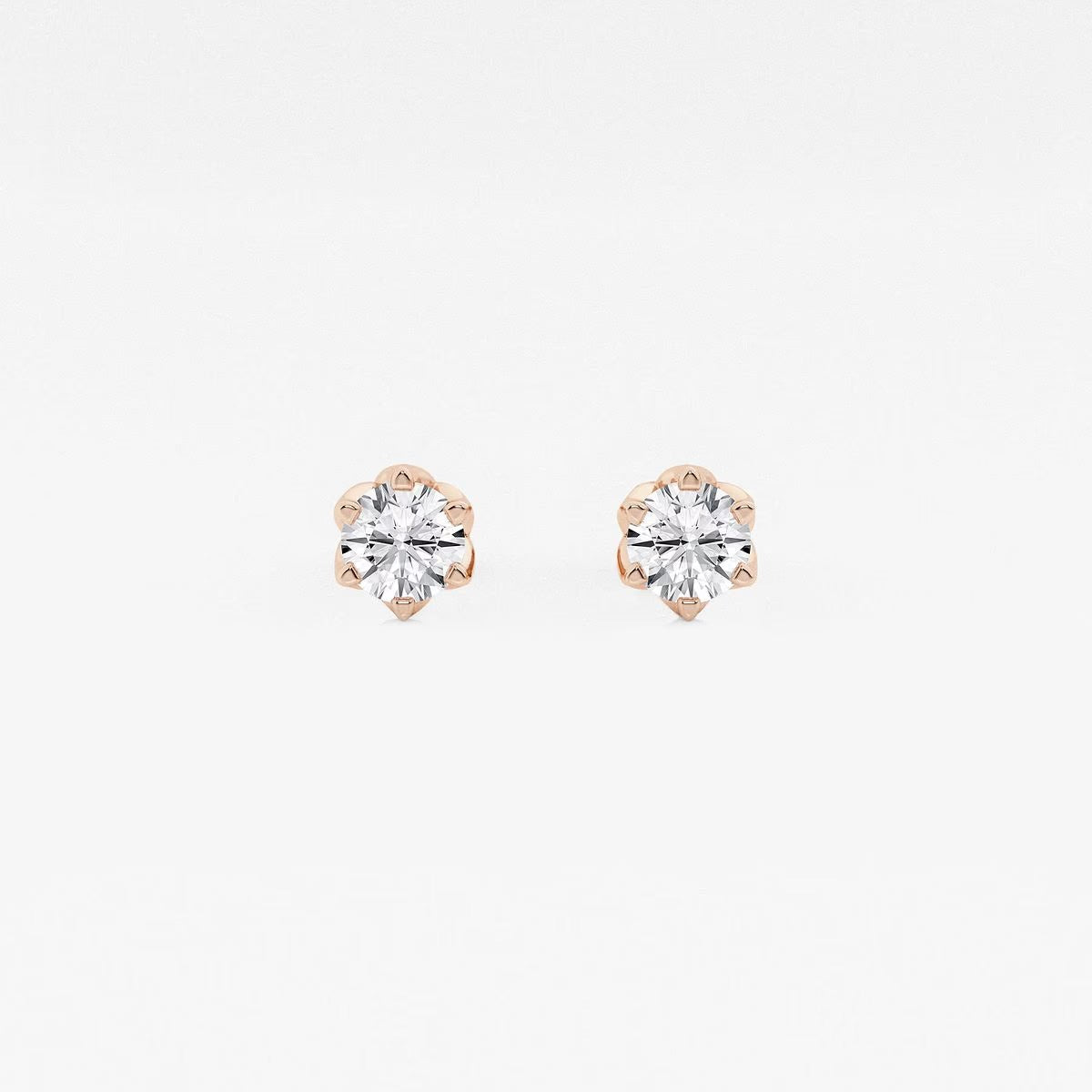 0.50 Ct Round Six Prong Flower Petal Solitaire Stud Earring