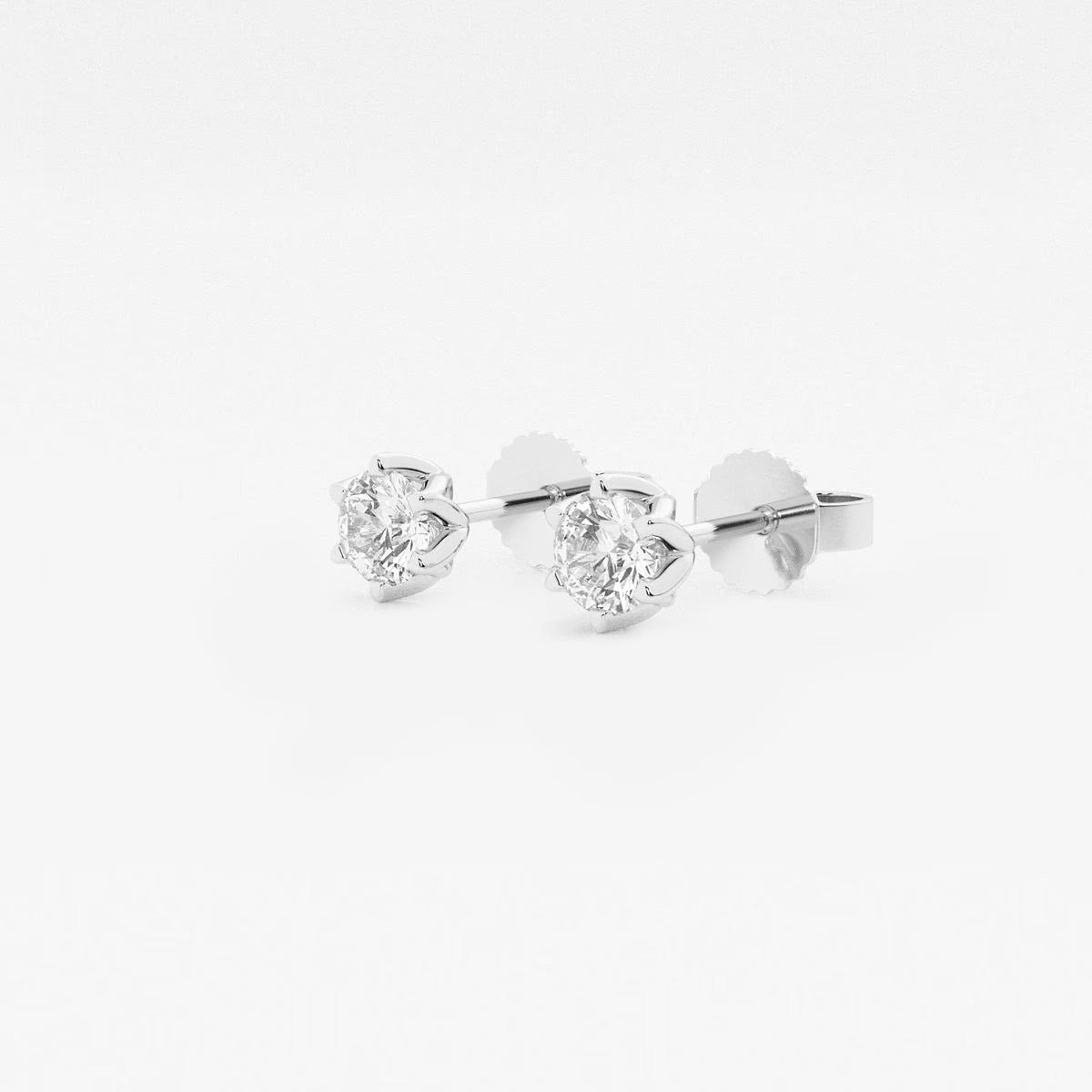 0.50 Ct Round Six Prong Flower Petal Solitaire Stud Earring