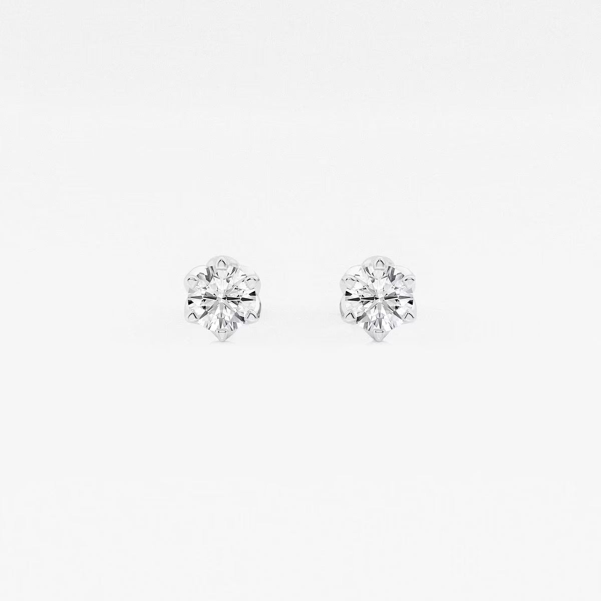 0.50 Ct Round Six Prong Flower Petal Solitaire Stud Earring