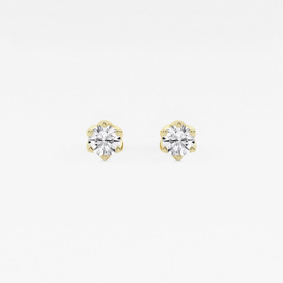 0.50 Ct Round Six Prong Flower Petal Solitaire Stud Earring