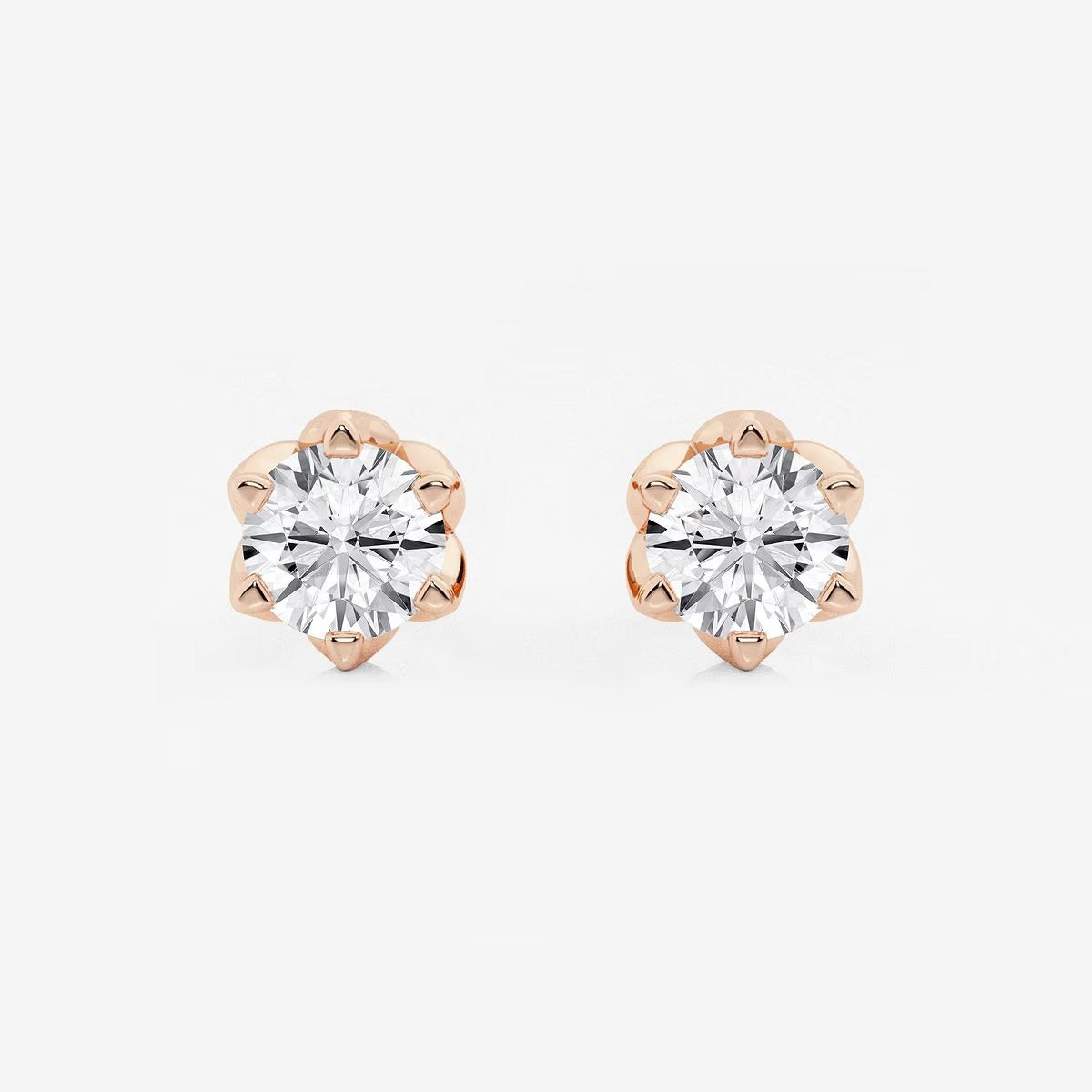 2.00 Ct Round Six Prong Flower Petal Solitaire Stud Earring