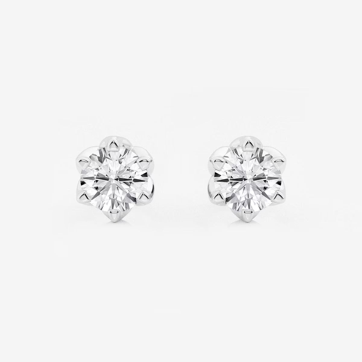 2.00 Ct Round Six Prong Flower Petal Solitaire Stud Earring
