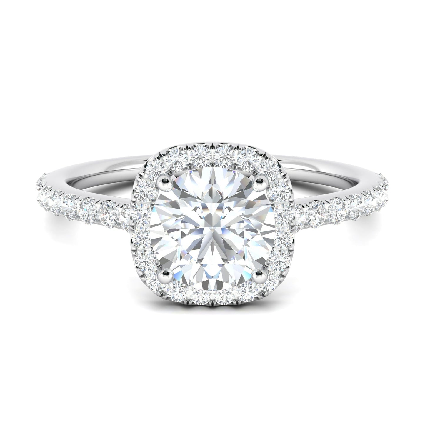 2.50 Ct In Round Bardot Scallop Engagement Ring