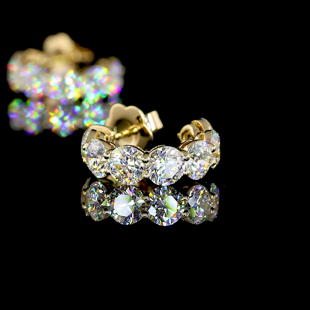 4.72 Cts 14K YELLOW GOLD Round Shape C Hoops Earring
